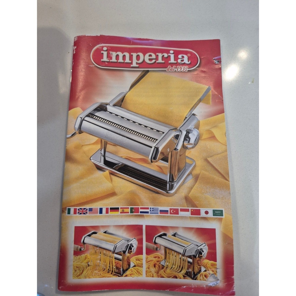 Imperia Pasta‎ Maker Machine Made in Italy Chrome Steel Manual Roller and Cutter